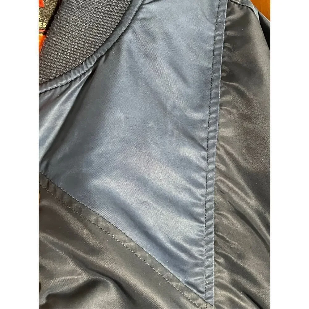 Schott NYC MA-1 Flight Patch Work Blue Bomber Jacket